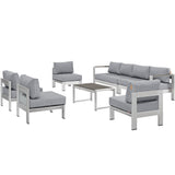 Marlow 7 Piece Outdoor Patio Sectional Sofa Set in Silver Gray