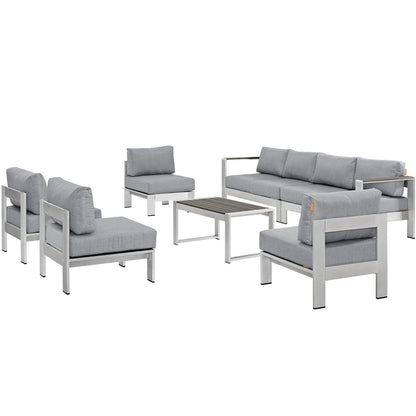 Shore 7 Piece Outdoor Patio Sectional Sofa Set by Furniture For America