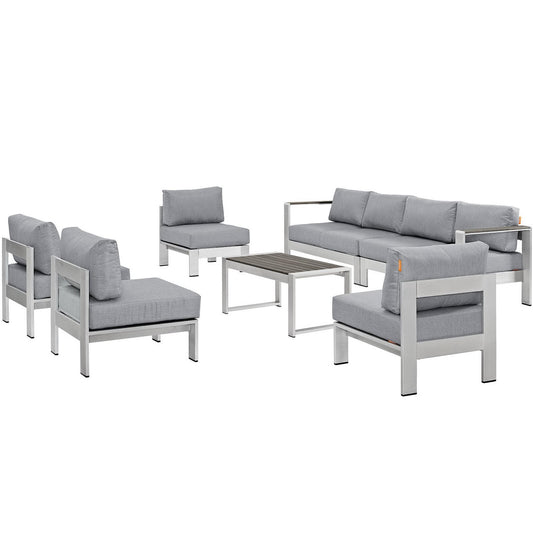 Shore 7 Piece Outdoor Patio Sectional Sofa Set by Furniture For America