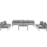 Marlow 7 Piece Outdoor Patio Sectional Sofa Set in Silver Gray