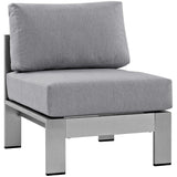 Marlow 7 Piece Outdoor Patio Sectional Sofa Set in Silver Gray