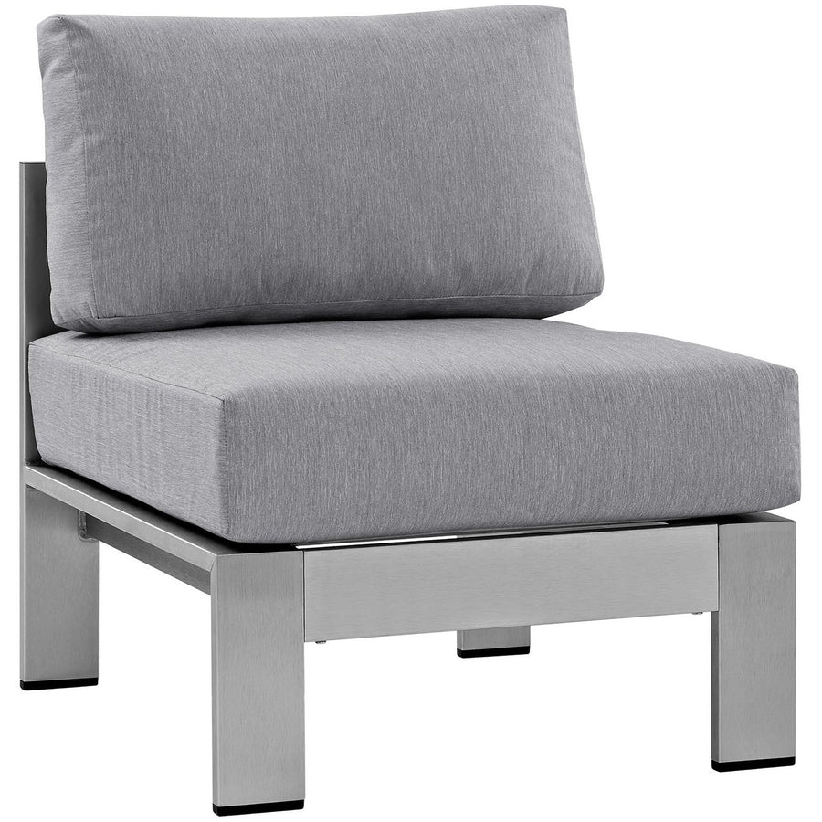 Marlow 7 Piece Outdoor Patio Sectional Sofa Set in Silver Gray