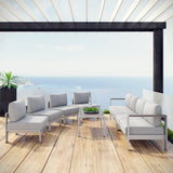 Marlow 7 Piece Outdoor Patio Sectional Sofa Set in Silver Gray