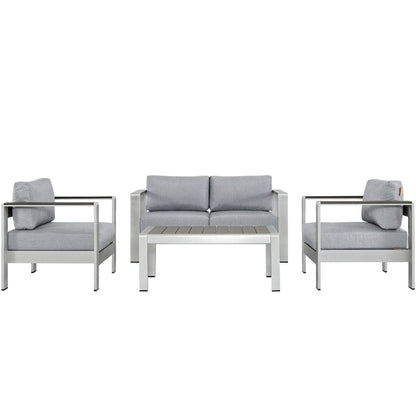 Shore 4 Piece Outdoor Patio Aluminum Sectional Sofa Set by Furniture For America