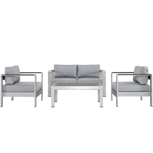 Shore 4 Piece Outdoor Patio Aluminum Sectional Sofa Set by Furniture For America