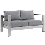 Marlow 4 Piece Outdoor Patio Aluminum Sectional Sofa Set in Silver Gray