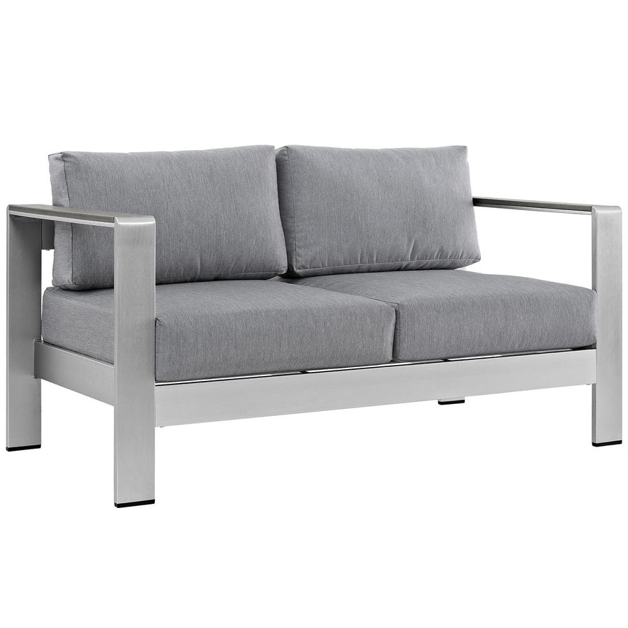 Marlow 4 Piece Outdoor Patio Aluminum Sectional Sofa Set in Silver Gray