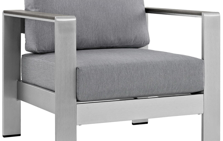 Marlow 4 Piece Outdoor Patio Aluminum Sectional Sofa Set in Silver Gray