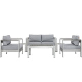 Marlow 6 Piece Outdoor Patio Aluminum Sectional Sofa Set in Silver Gray