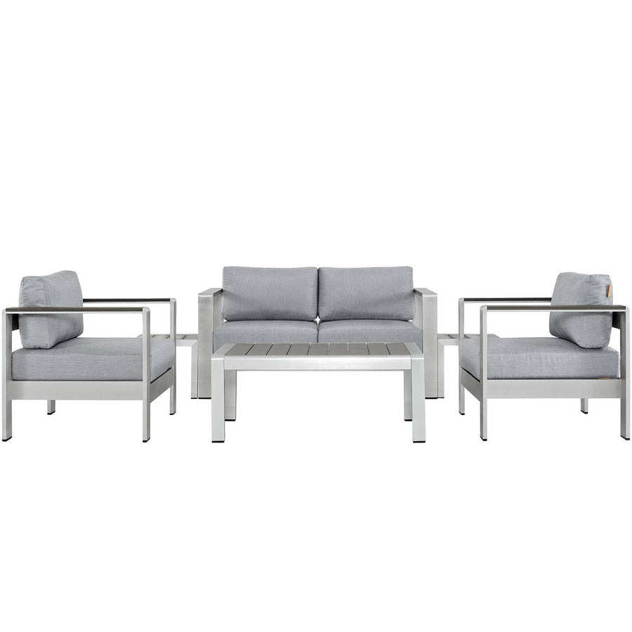 Marlow 6 Piece Outdoor Patio Aluminum Sectional Sofa Set in Silver Gray