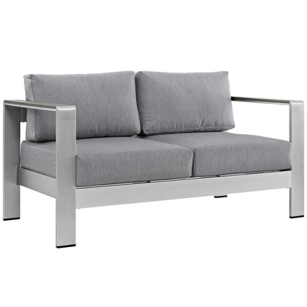 Shore 6 Piece Outdoor Patio Aluminum Sectional Sofa Set in Silver Gray