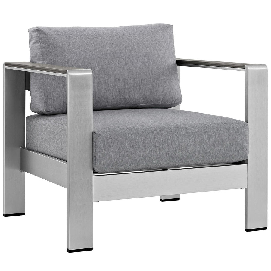 Marlow 6 Piece Outdoor Patio Aluminum Sectional Sofa Set in Silver Gray