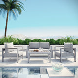 Marlow 6 Piece Outdoor Patio Aluminum Sectional Sofa Set in Silver Gray