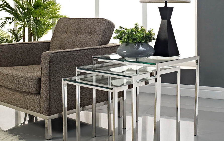 Tromso Nesting Table in Silver