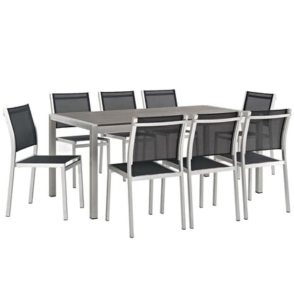 Shore 9 Piece Outdoor Patio Aluminum Dining Set by Furniture For America