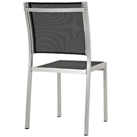 Shore 9 Piece Outdoor Patio Aluminum Dining Set in Silver Black