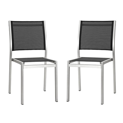 Shore Outdoor Patio Aluminum Side Chair Set of 2 by Furniture For America
