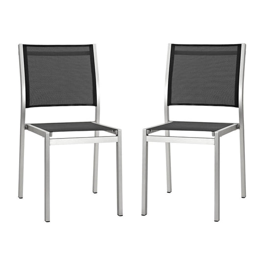 Shore Outdoor Patio Aluminum Side Chair Set of 2 by Furniture For America