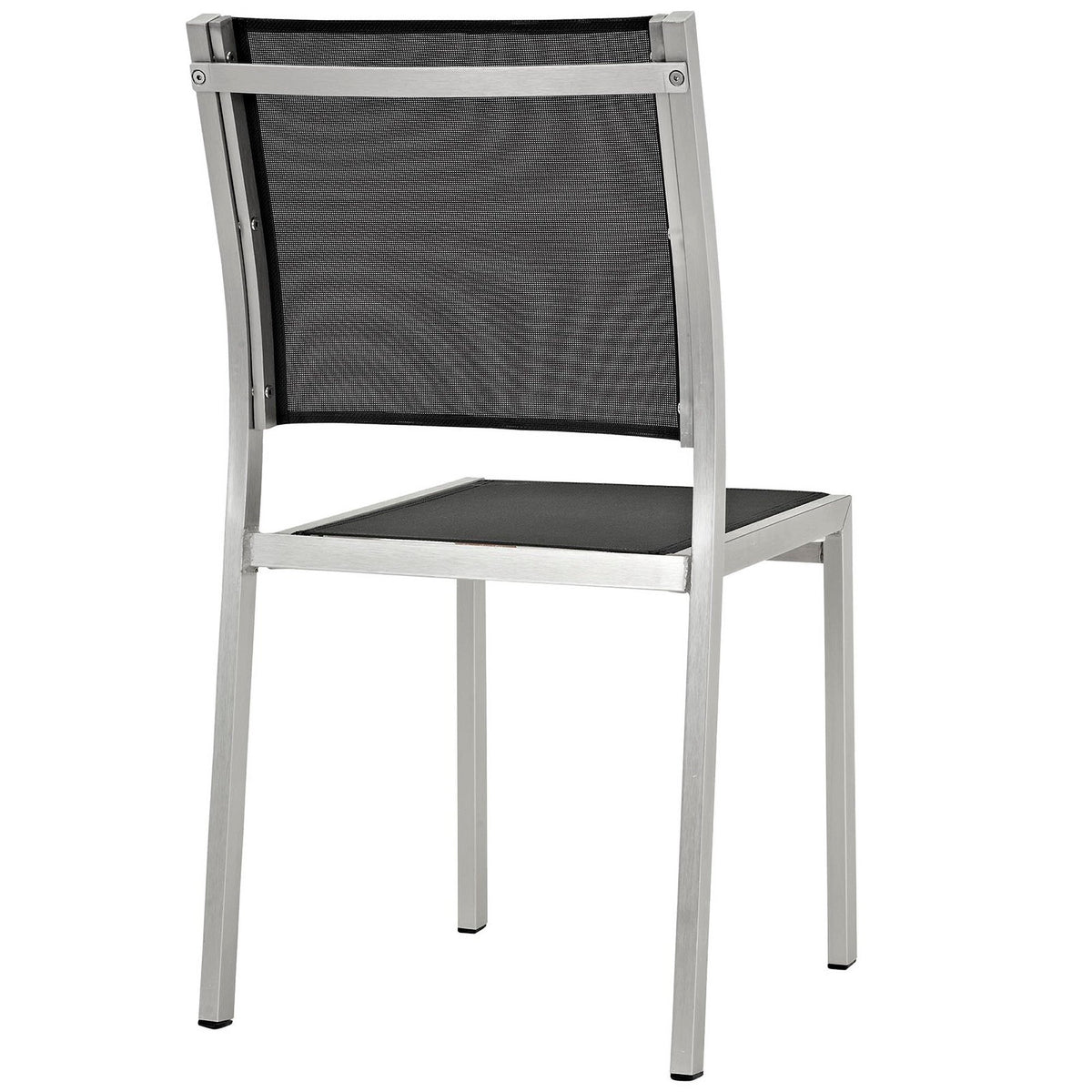 Shore Outdoor Patio Aluminum Side Chair Set of 2 in Silver Black