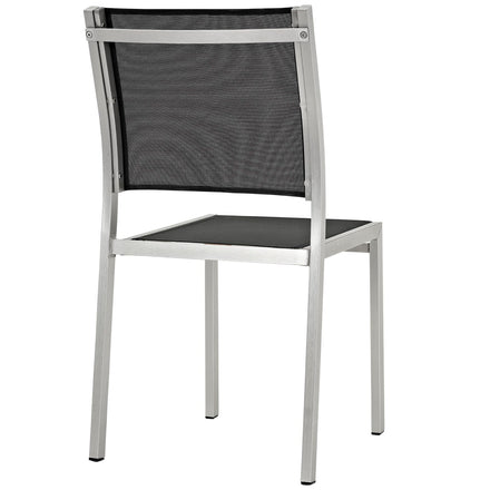 Shore Outdoor Patio Aluminum Side Chair Set of 2 in Silver Black