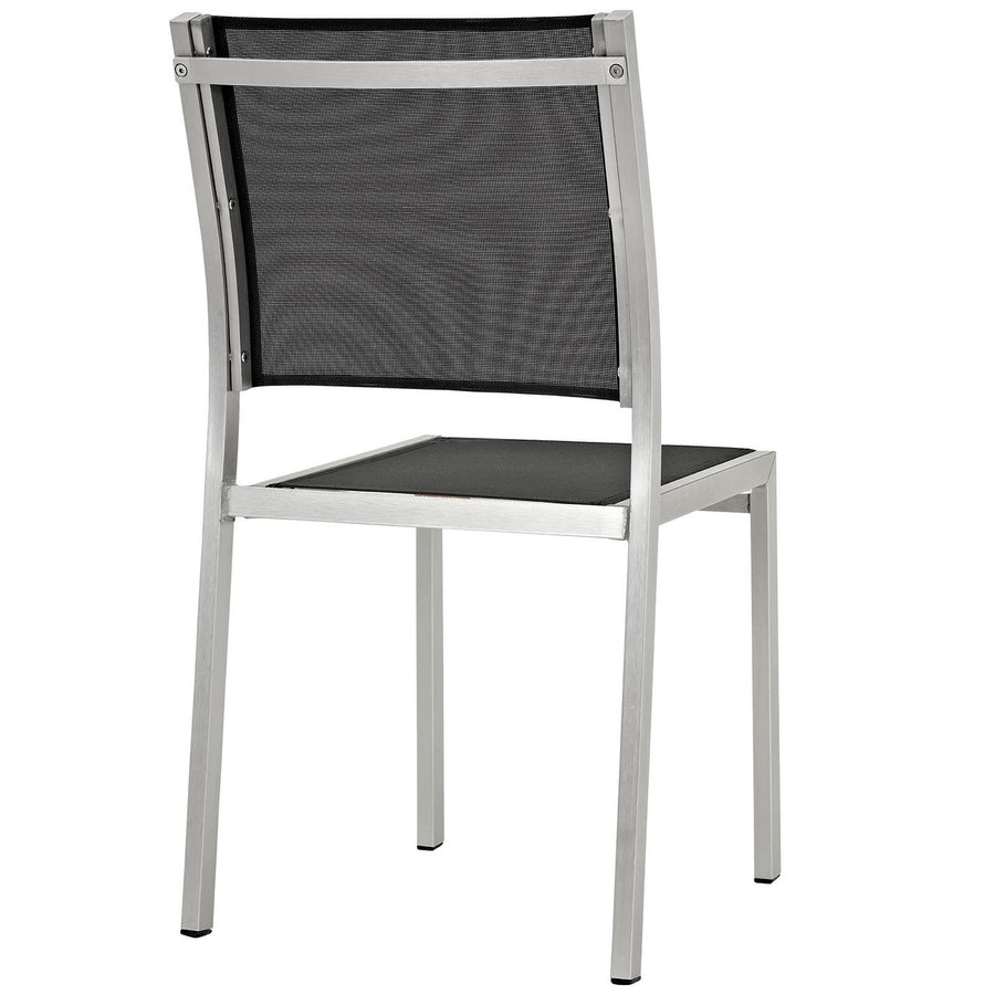 Marlow Outdoor Patio Aluminum Side Chair Set of 2 in Silver Black
