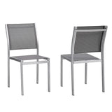 Marlow Outdoor Patio Aluminum Side Chair Set of 2 in Silver Gray