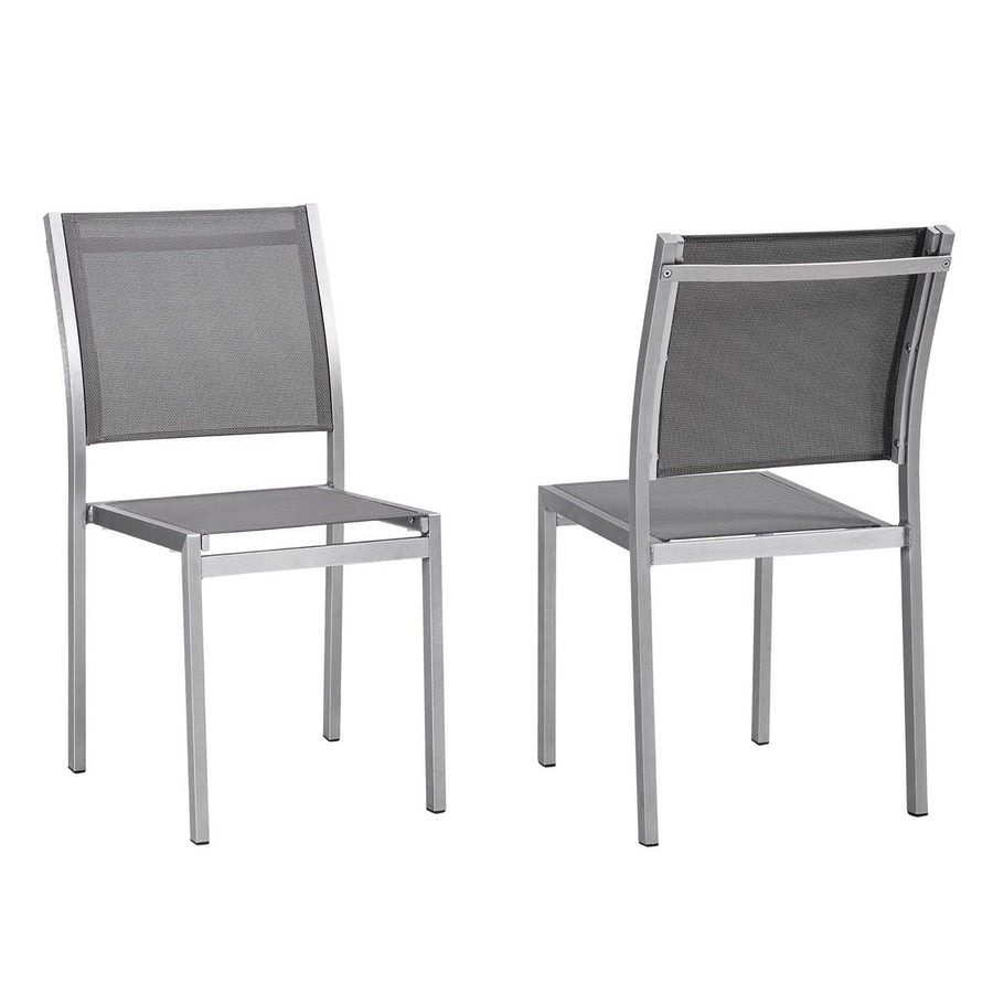 Marlow Outdoor Patio Aluminum Side Chair Set of 2 in Silver Gray