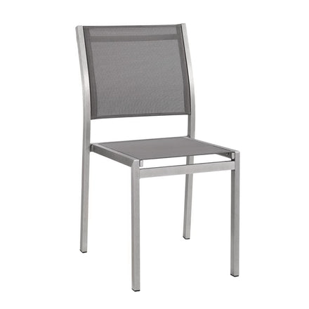 Shore Outdoor Patio Aluminum Side Chair Set of 2 in Silver Gray