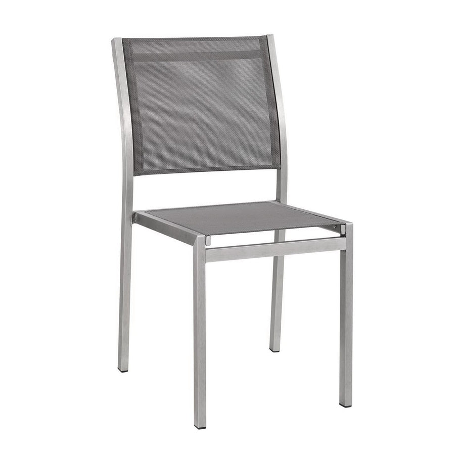 Marlow Outdoor Patio Aluminum Side Chair Set of 2 in Silver Gray
