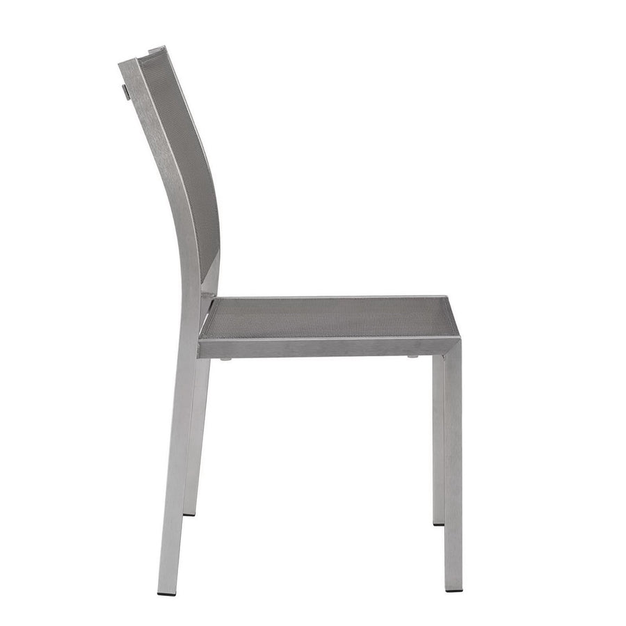 Marlow Outdoor Patio Aluminum Side Chair Set of 2 in Silver Gray
