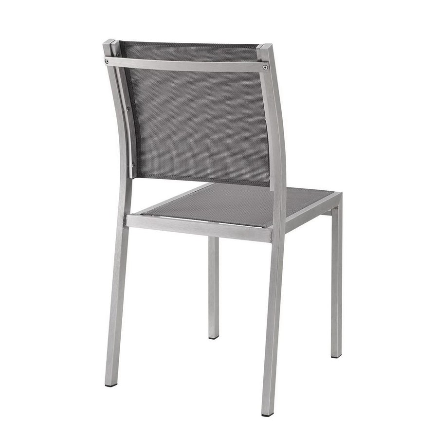 Marlow Outdoor Patio Aluminum Side Chair Set of 2 in Silver Gray