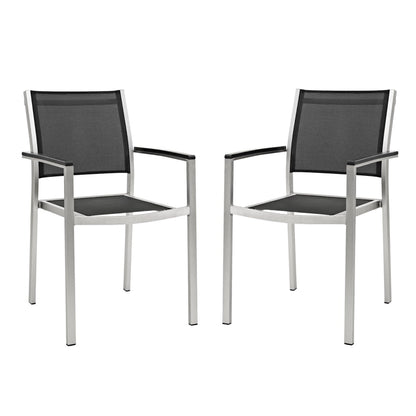 Shore Outdoor Patio Aluminum Dining Chair Set of 2 by Furniture For America