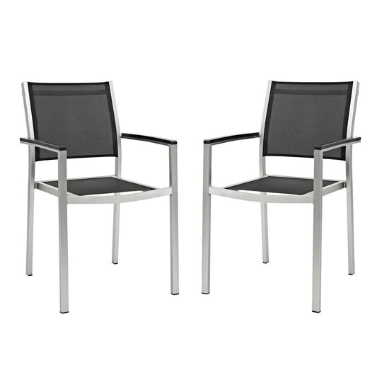 Shore Outdoor Patio Aluminum Dining Chair Set of 2 by Furniture For America