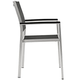 Marlow Outdoor Patio Aluminum Dining Chair Set of 2 in Silver Black
