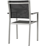 Marlow Outdoor Patio Aluminum Dining Chair Set of 2 in Silver Black