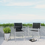 Marlow Outdoor Patio Aluminum Dining Chair Set of 2 in Silver Black