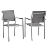 Marlow Outdoor Patio Aluminum Dining Chair Set of 2 in Silver Gray