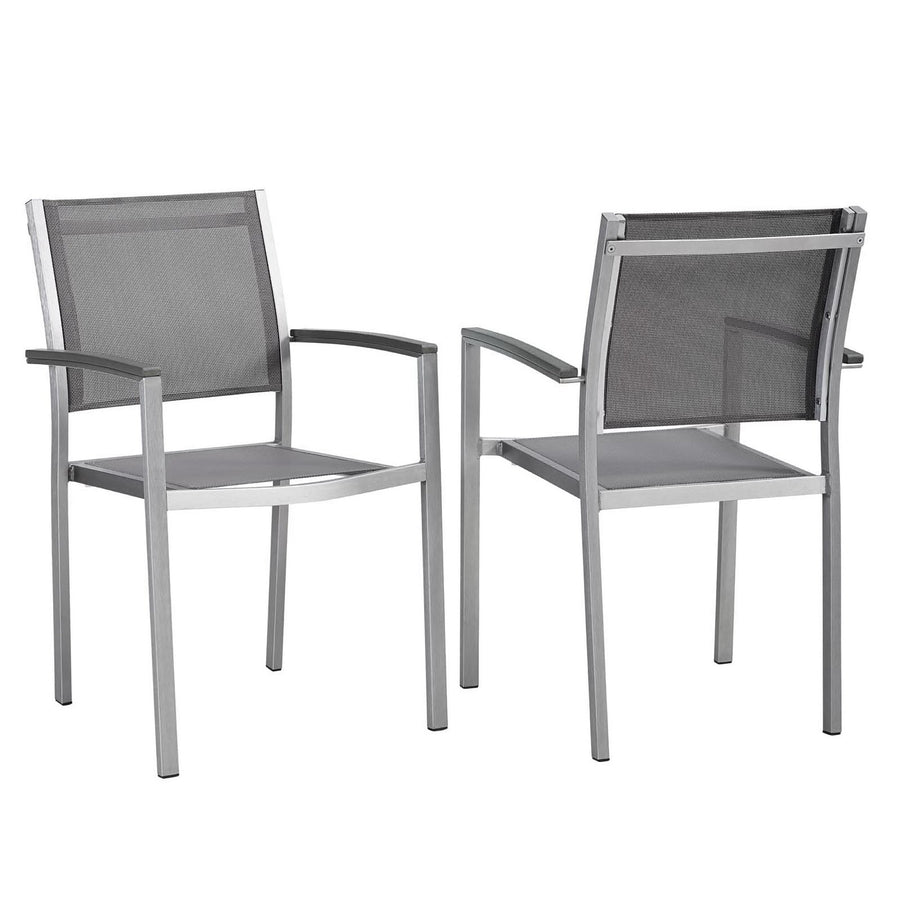 Marlow Outdoor Patio Aluminum Dining Chair Set of 2 in Silver Gray