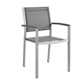 Marlow Outdoor Patio Aluminum Dining Chair Set of 2 in Silver Gray