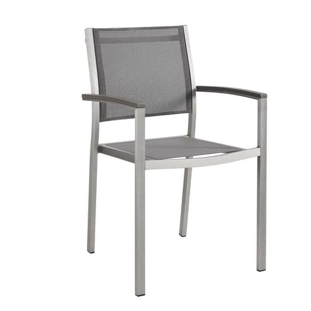Shore Outdoor Patio Aluminum Dining Chair Set of 2 in Silver Gray
