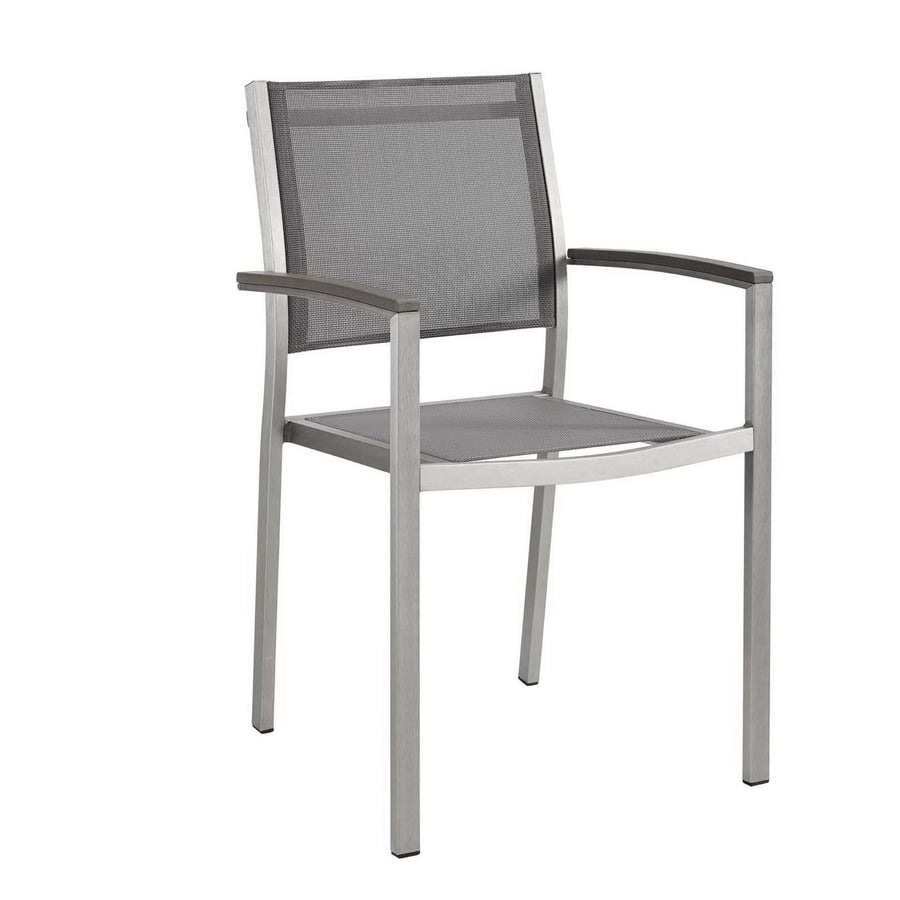 Marlow Outdoor Patio Aluminum Dining Chair Set of 2 in Silver Gray