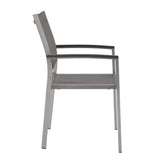 Marlow Outdoor Patio Aluminum Dining Chair Set of 2 in Silver Gray