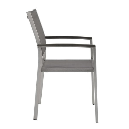 Shore Outdoor Patio Aluminum Dining Chair Set of 2 in Silver Gray