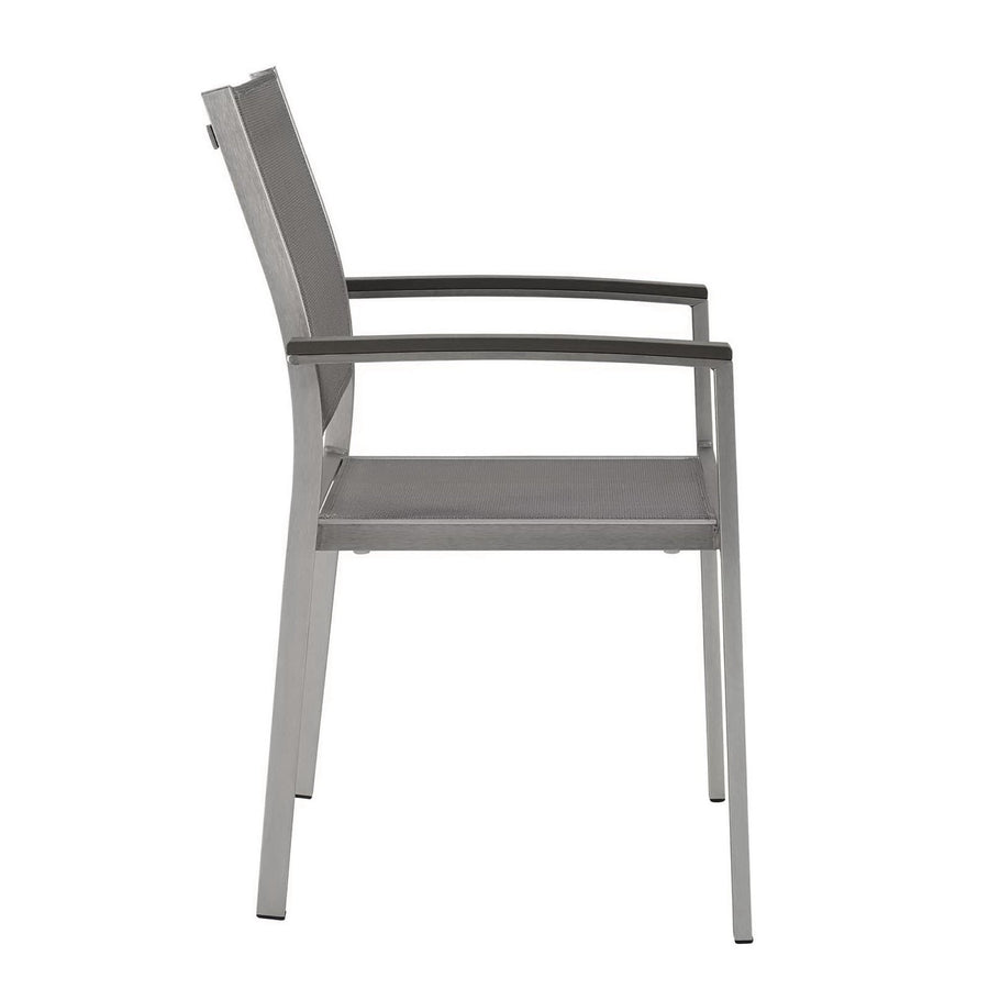 Marlow Outdoor Patio Aluminum Dining Chair Set of 2 in Silver Gray