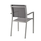 Marlow Outdoor Patio Aluminum Dining Chair Set of 2 in Silver Gray