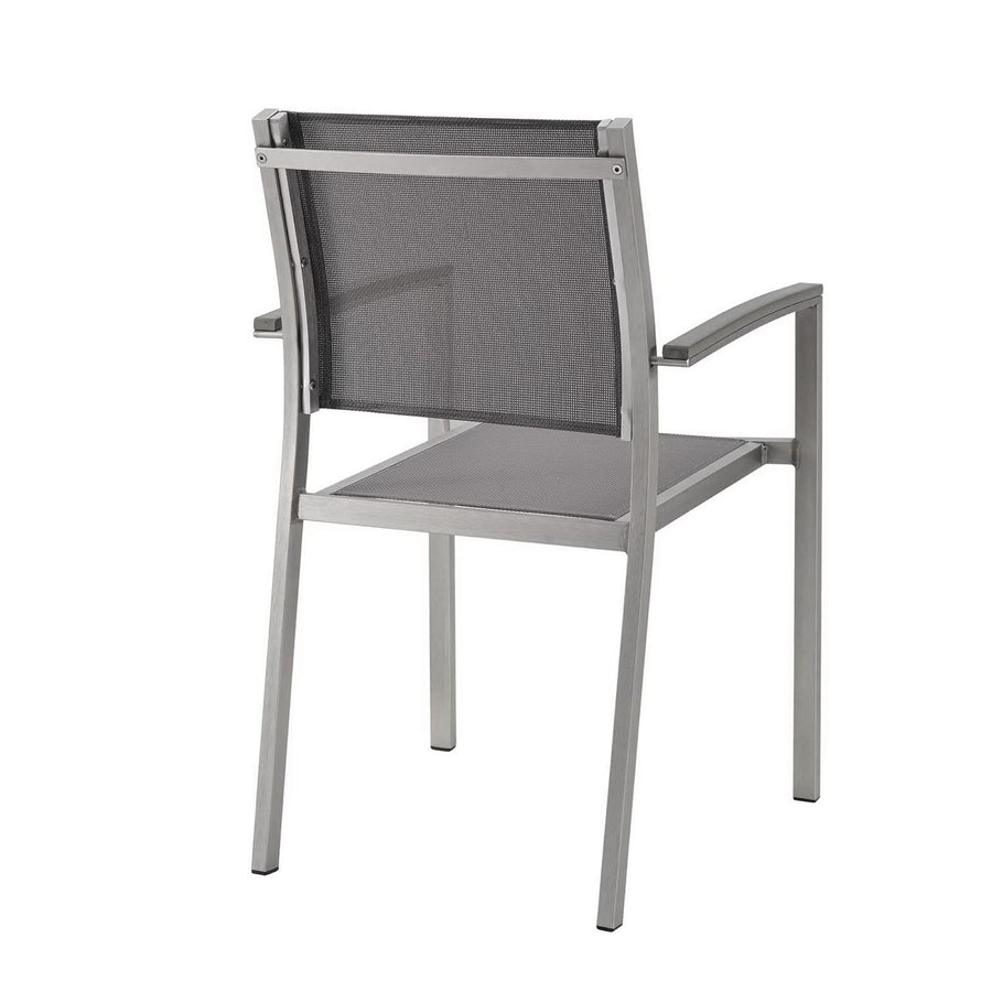 Marlow Outdoor Patio Aluminum Dining Chair Set of 2 in Silver Gray