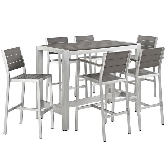 Shore 7 Piece Outdoor Patio Aluminum Dining Set by Furniture For America
