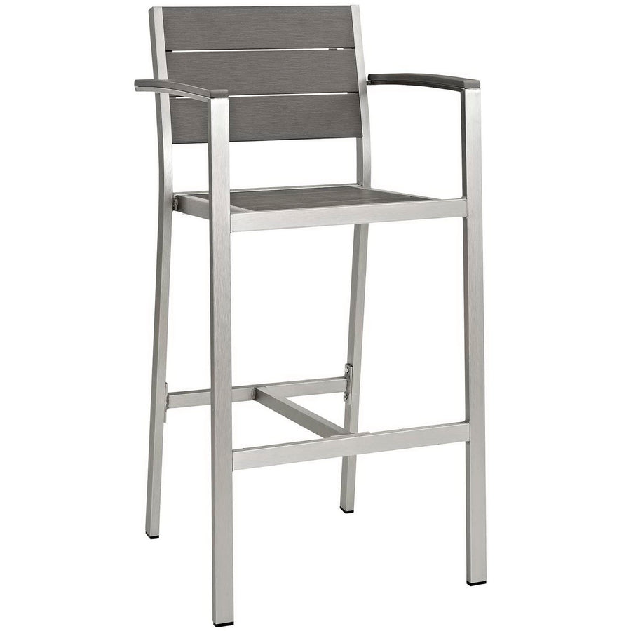Marlow 7 Piece Outdoor Patio Aluminum Dining Set in Silver Gray
