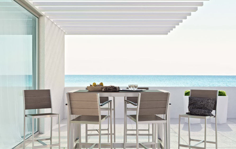 Marlow 7 Piece Outdoor Patio Aluminum Dining Set in Silver Gray