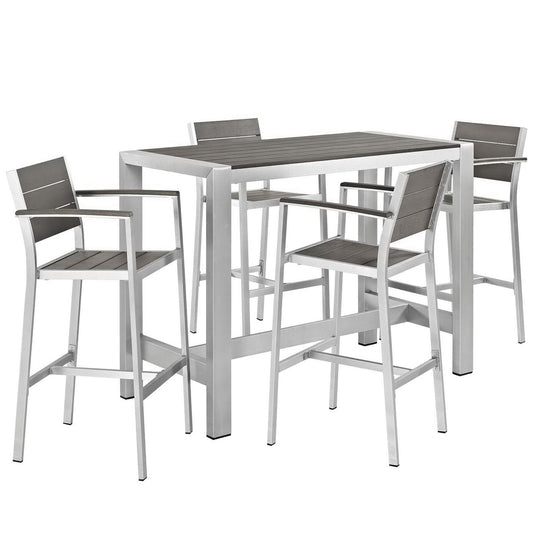 Shore 5 Piece Outdoor Patio Aluminum Dining Set by Furniture For America